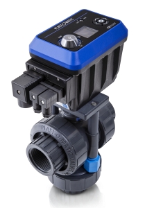 three way PVC valve with electric actuator
